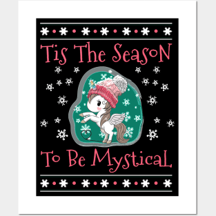 Unicorn Tis The Season To Be Mystical Ugly Christmas Unicorn249 magic Posters and Art